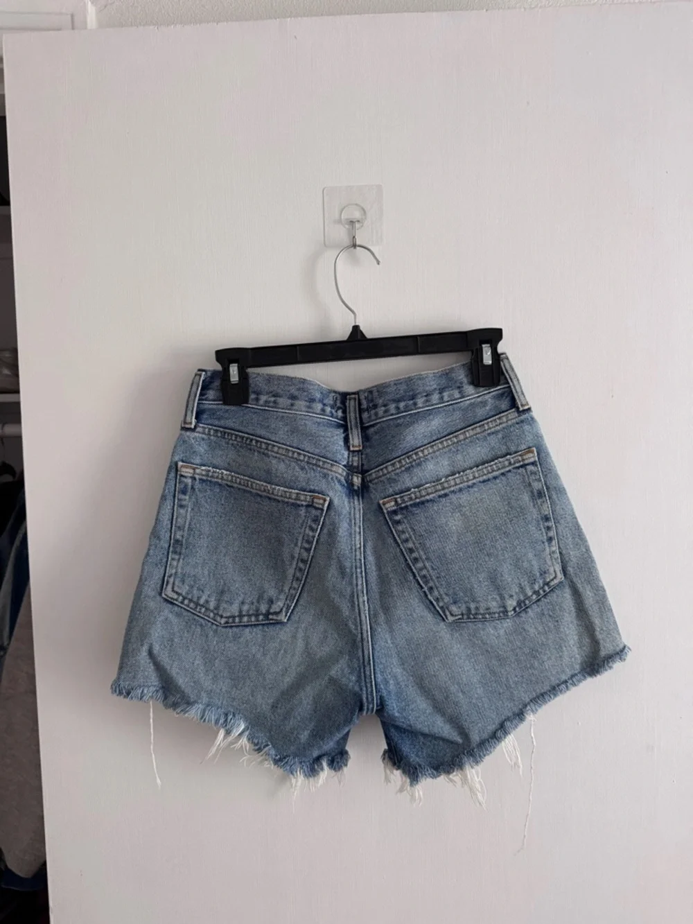 Agolde Light Blue High-Rise Cutoff Denim Shorts - Picture 2 of 3